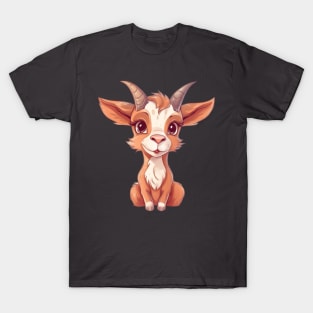 Cute Cartoon Baby Goat Illustration T-Shirt